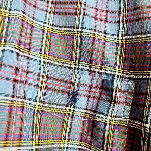 Polo Ralph Lauren Shirt 3XB Blue Purple Plaid 100% Cotton Button Front Collared - Picture 5 of 10